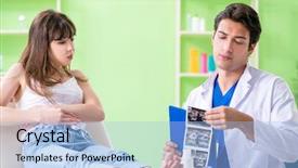  Presentation with pregnant woman - Theme consisting of abdomen x ray - pregnant woman visiting radiologyst background and a light blue colored foreground