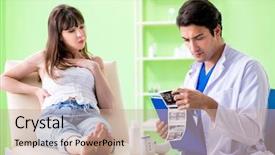  Presentation with ultrasound - Beautiful presentation theme featuring abdomen x ray - pregnant woman visiting radiologyst backdrop and a coral colored foreground