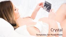  Presentation with ultrasound - Amazing presentation having abdomen x ray - young and pregnant woman relaxing backdrop and a  colored foreground
