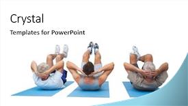  Presentation with abdominal - Cool new slide set with abdominal crunches over white background backdrop and a white colored foreground