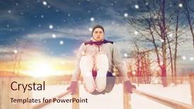  Presentation with sport - PPT theme enhanced with abdominal exercise on parallel bar background and a lemonade colored foreground