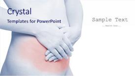  Presentation with body - Colorful presentation enhanced with abdomen pain - female body health care concept backdrop and a sky blue colored foreground
