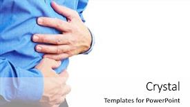  Presentation with senior citizen - Colorful slide deck enhanced with bowel - senior citizen holding his sick backdrop and a white colored foreground