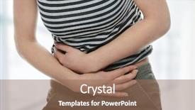  Presentation with stomach - Audience pleasing slides consisting of hand abdomen menstruation pain - woman with stomach issues isolated backdrop and a coral colored foreground