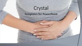  Presentation with stomach - Presentation with obesity teenagers - young casual girl woman is background and a light gray colored foreground