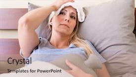  Presentation with water bottle - Presentation theme enhanced with young sick woman with fever background and a coral colored foreground