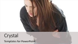  Presentation with gastritis - Presentation design with gastritis - young woman with stomach issues background and a light gray colored foreground