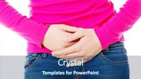  Presentation with gastritis - PPT theme with gastritis - young woman with stomach issues background and a ocean colored foreground