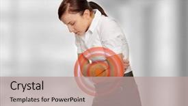  Presentation with stomach - Colorful PPT layouts enhanced with morning sickness - young woman with stomach issues backdrop and a coral colored foreground
