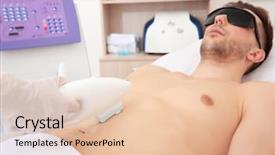  Presentation with beauty salon - Cool new theme with abdominal treatment - handsome man getting laser epilation backdrop and a lemonade colored foreground