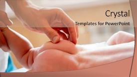  Presentation with masseur doing massage spa - PPT layouts having abdominal treatment - male masseur doing massage background and a coral colored foreground