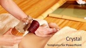  Presentation with bamboo - Audience pleasing presentation theme consisting of abdominal treatment - young woman getting massage backdrop and a coral colored foreground