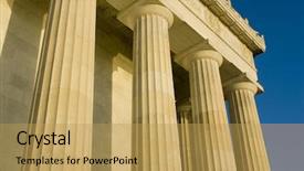  Presentation with medieval building columns - Colorful PPT theme enhanced with abe lincoln - beautiful sun lit building columns backdrop and a yellow colored foreground