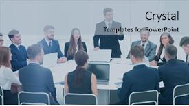  Presentation with team leader - Beautiful presentation theme featuring team leader co - boss has a serious business backdrop and a light blue colored foreground