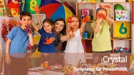  Presentation with art craft - Presentation theme featuring drawing education develops creative abilities background and a coral colored foreground