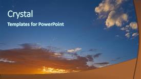  Presentation with sun blue sky and ocean - Audience pleasing presentation theme consisting of ablaze - sunrise or sunset sky backdrop and a ocean colored foreground