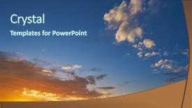  Presentation with sky blue - Beautiful slide set featuring ablaze - sunrise or sunset sky backdrop and a ocean colored foreground