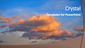  Presentation with sun rays on blue sky - Slide deck featuring ablaze - sunset clouds in orange background and a teal colored foreground