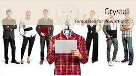  Presentation with idea - Cool new theme with aboout crm erp - idea concept lamp head backdrop and a lemonade colored foreground