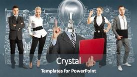  Presentation with idea - Presentation theme having aboout crm erp - idea concept lamp head background and a ocean colored foreground