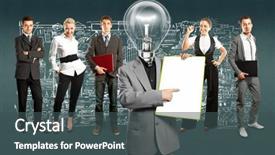  Presentation with idea - Beautiful PPT theme featuring aboout crm erp - idea concept lamp head backdrop and a ocean colored foreground