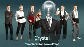  Presentation with idea - Slide set with aboout crm erp - idea concept lamp head background and a ocean colored foreground