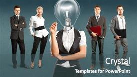  Presentation with idea - PPT theme having aboout crm erp - idea concept lamp head background and a ocean colored foreground