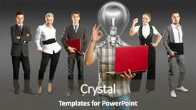  Presentation with idea - Slide deck having aboout crm erp - idea concept lamp head background and a dark gray colored foreground