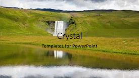  Presentation with multiple reflection of mirrors - Presentation theme with abound - incredible reflection abounding waterfall skogafoss background and a gold colored foreground