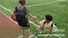  Presentation with helping hand - PPT theme having above-angle-of-african-american background and a tawny brown colored foreground