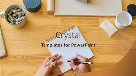  Presentation with craftsman - Presentation design with above-angle-of-hands background and a  colored foreground