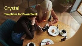  Presentation with women photos - Slide deck featuring above-angle-of-two-young background and a tawny brown colored foreground