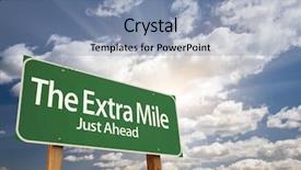  Presentation with extra mile - Slide deck having miles - extra mile green road sign background and a light blue colored foreground