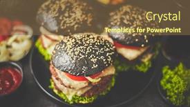  Presentation with fast food - Presentation theme consisting of above-closeup-of-yummy-juicy background and a tawny brown colored foreground