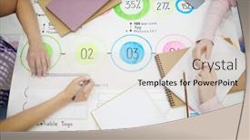  Presentation with coworking - Amazing slides having above crop unrecognizable women sitting and coworking at desk with documents backdrop and a soft green colored foreground