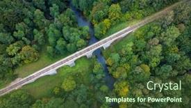  Presentation with woodland - Theme having above-drone-view-of-narrow background and a tawny brown colored foreground