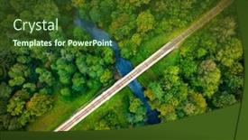  Presentation with river flowing - PPT layouts having above-drone-view-of-narrow background and a tawny brown colored foreground