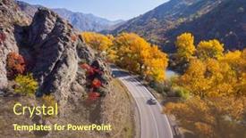  Presentation with driving road - PPT theme featuring above-drone-view-of-van background and a  colored foreground