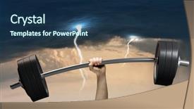  Presentation with strength - Beautiful slides featuring above head strength and power backdrop and a  colored foreground