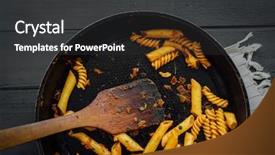  Presentation with penne pasta - PPT layouts having above home made italian food background and a dark gray colored foreground