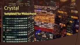  Presentation with skyscraper - Cool new theme with above-modern-skyscraper-with-glowing backdrop and a tawny brown colored foreground