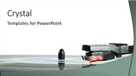  Presentation with record player - Audience pleasing presentation consisting of above of a record backdrop and a white colored foreground