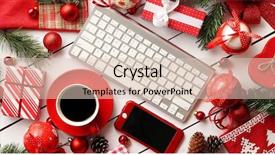  Presentation with white christmas - PPT theme with above shot of assorted christmas background and a lemonade colored foreground