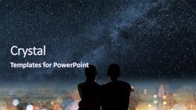  Presentation with city silhouette - Amazing slide deck having above the city under star backdrop and a navy blue colored foreground