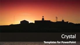  Presentation with sunset coast of the sea - Colorful presentation theme enhanced with above the sea during dawn backdrop and a dark gray colored foreground