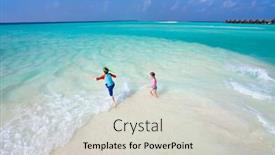  Presentation with sand ocean - Cool new presentation theme with above-view-of-a-stunning backdrop and a light gray colored foreground