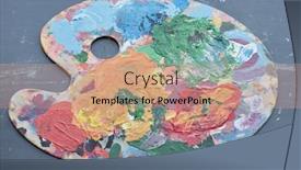  Presentation with paint art - Slide deck with above-view-of-artists-palette background and a coral colored foreground