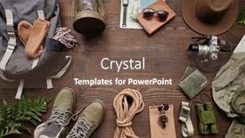  Presentation with maps - Colorful slide set enhanced with above-view-of-backpack-rope backdrop and a tawny brown colored foreground