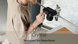  Presentation with commercial - Slides consisting of above-view-of-bearded-man background and a coral colored foreground