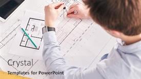  Presentation with floor plan - Presentation consisting of above-view-of-building-engineer background and a light gray colored foreground